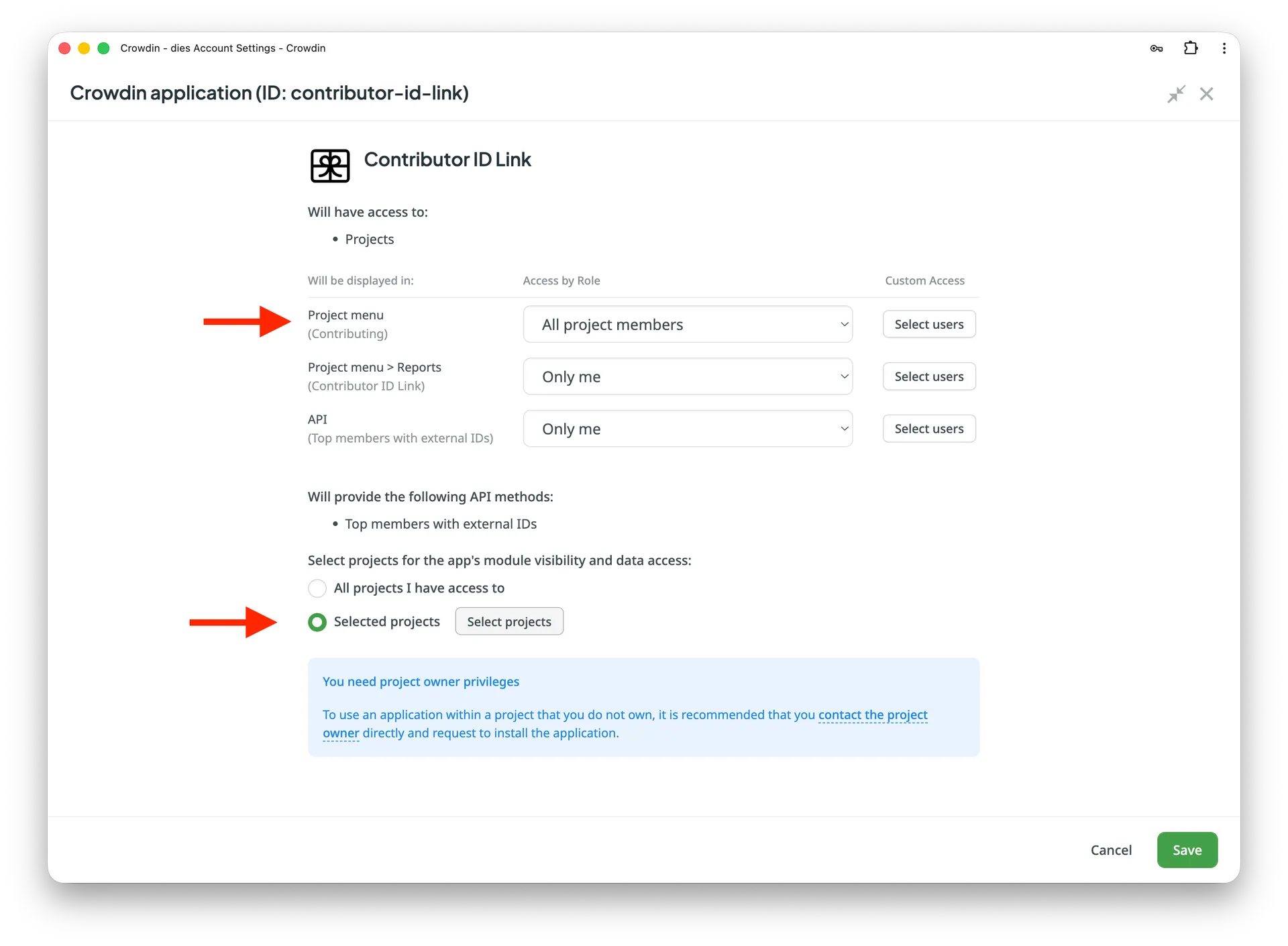 Installing and configuring Crowdin app