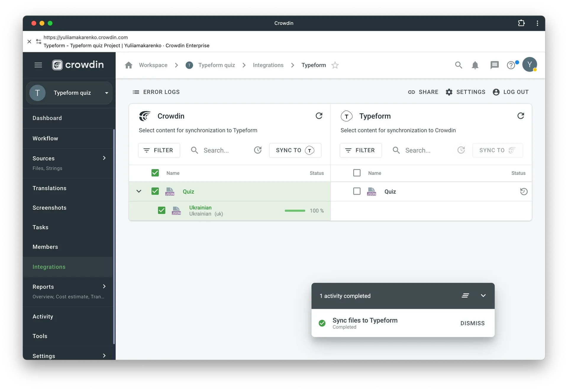 Typeform translation synchronization.