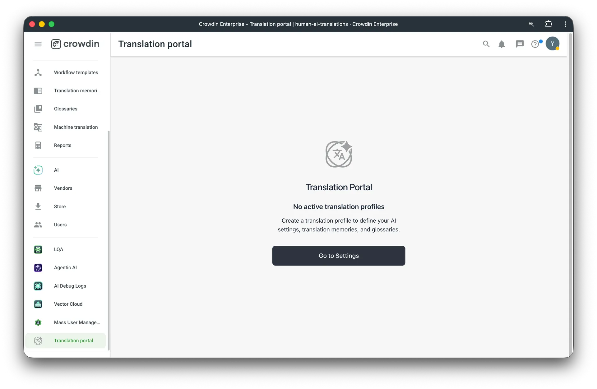 Setting up the Translation portal