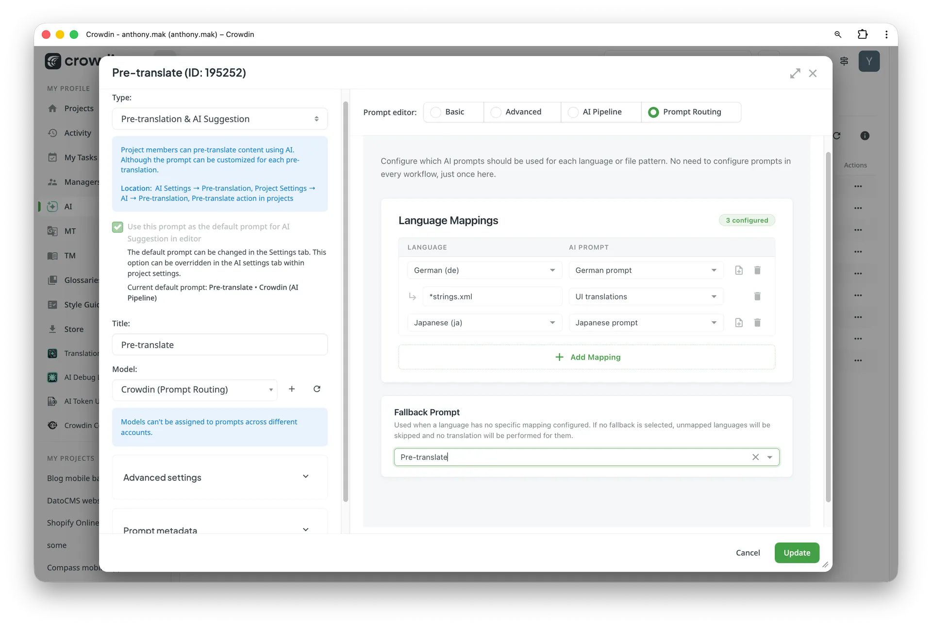 Prompt Routing in Crowdin