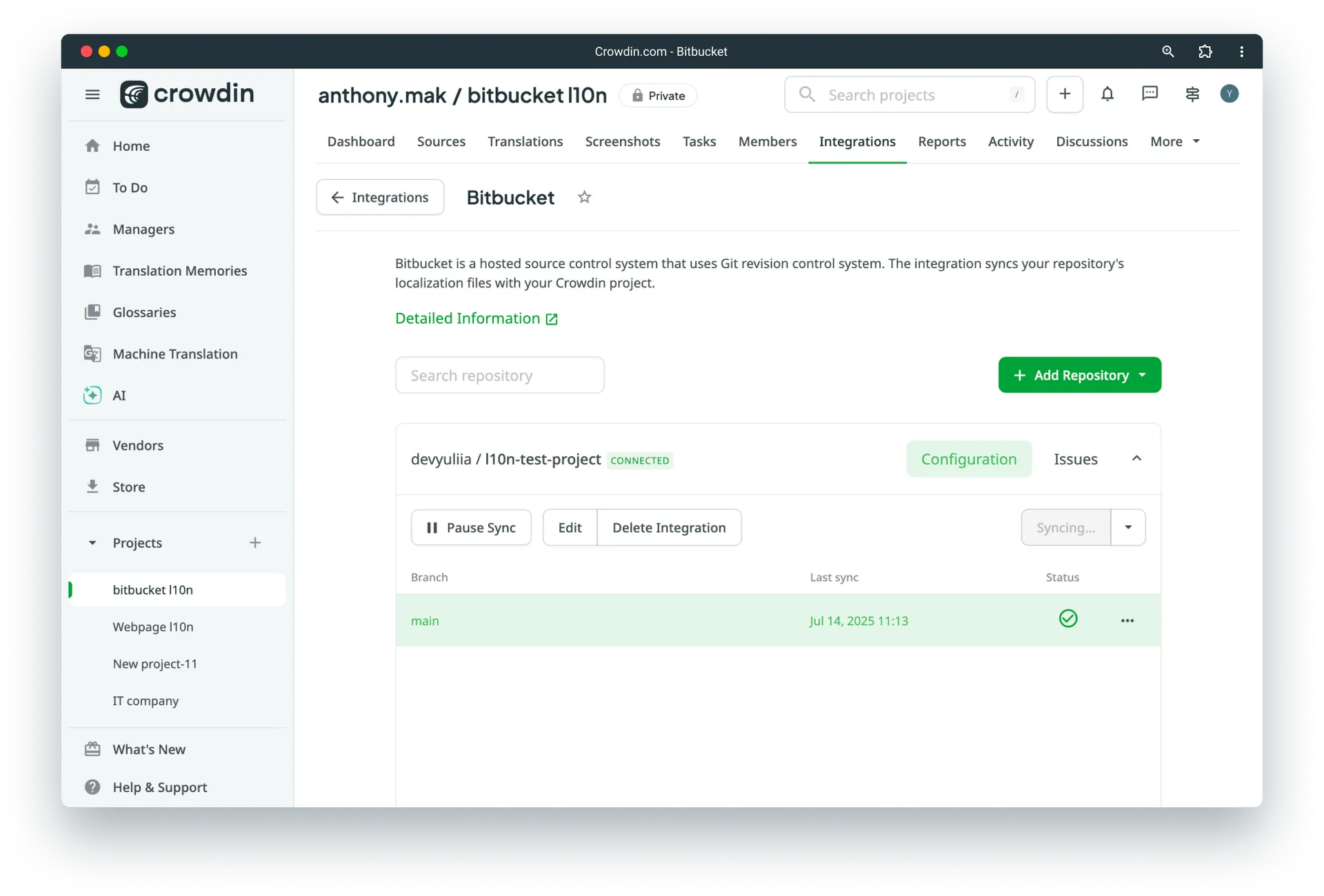 Sync content to Crowdin