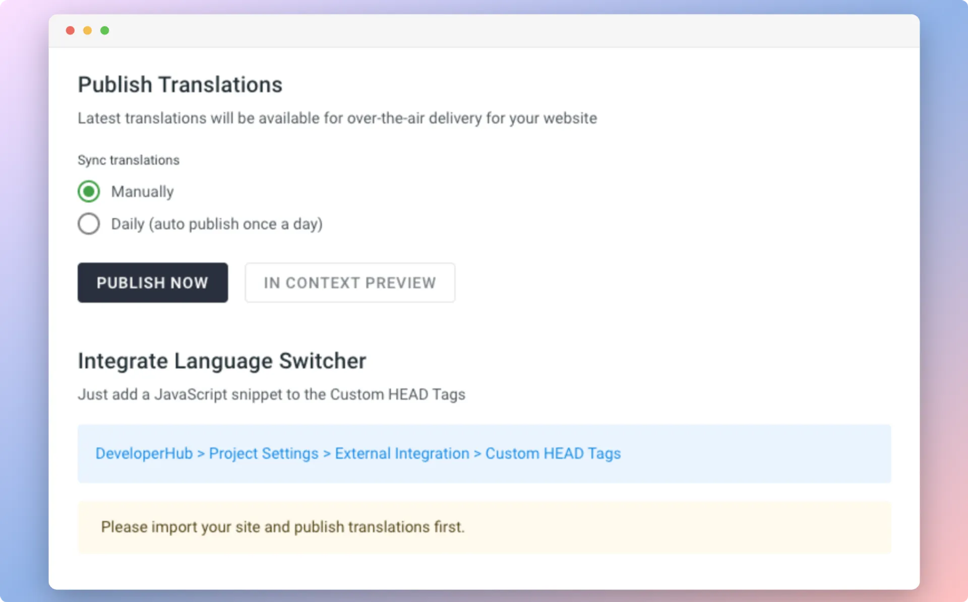Publishing translations