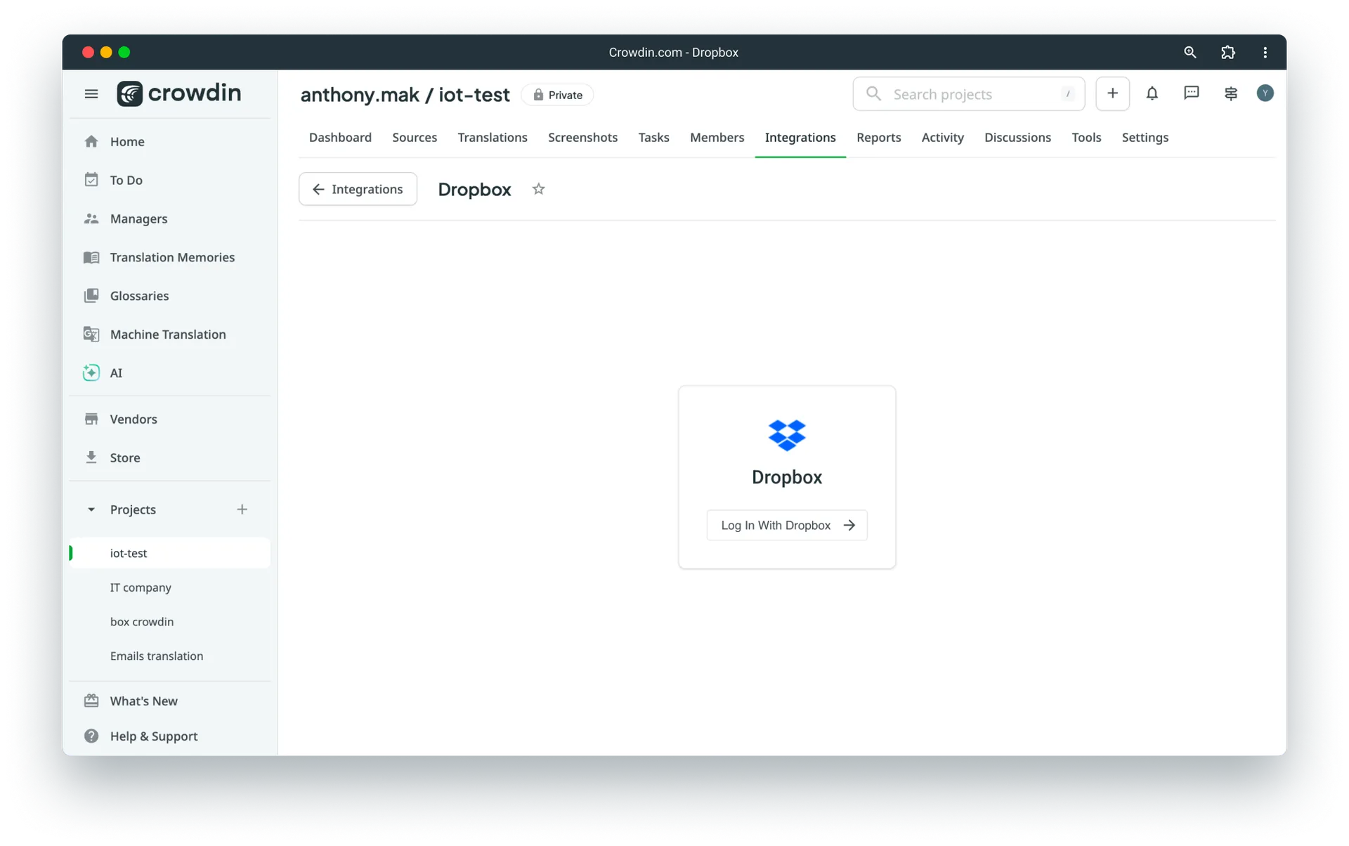 Dropbox configuration