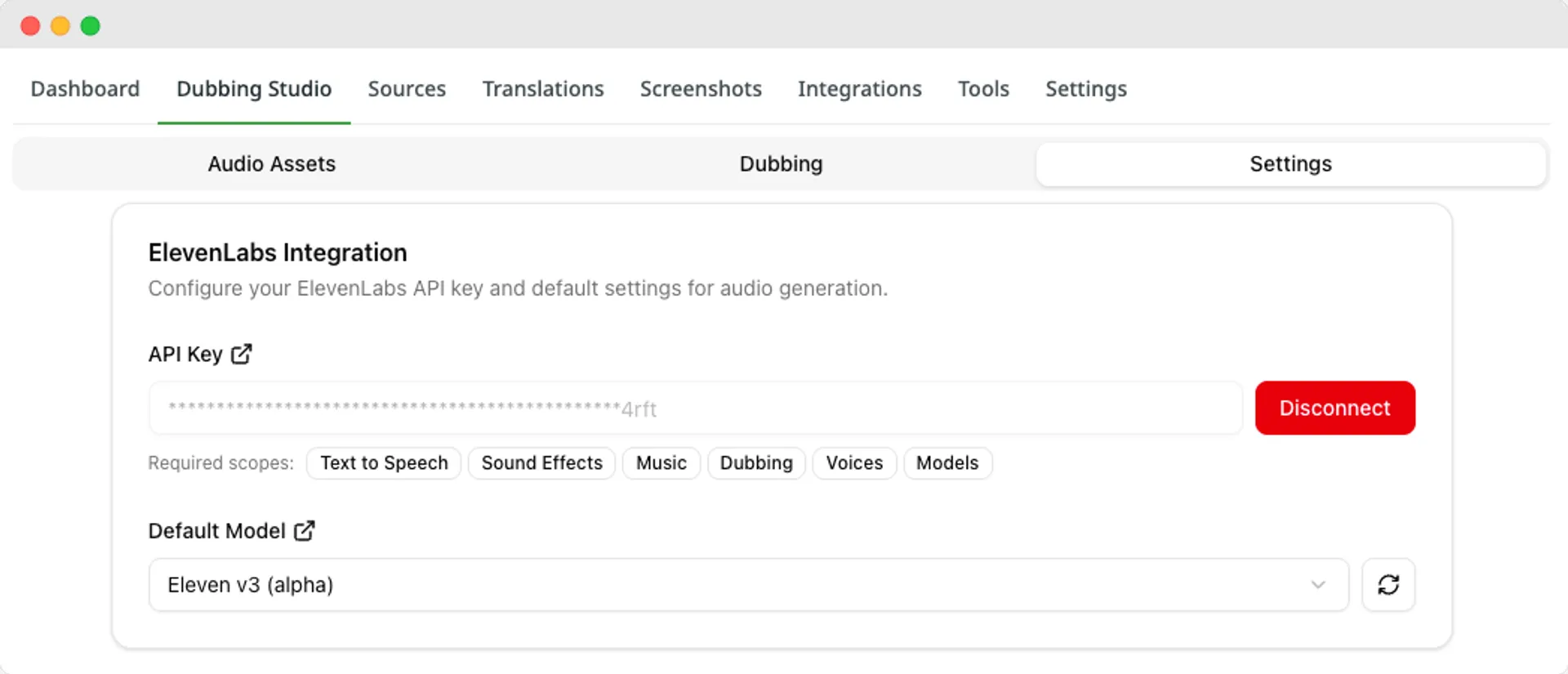 App settings