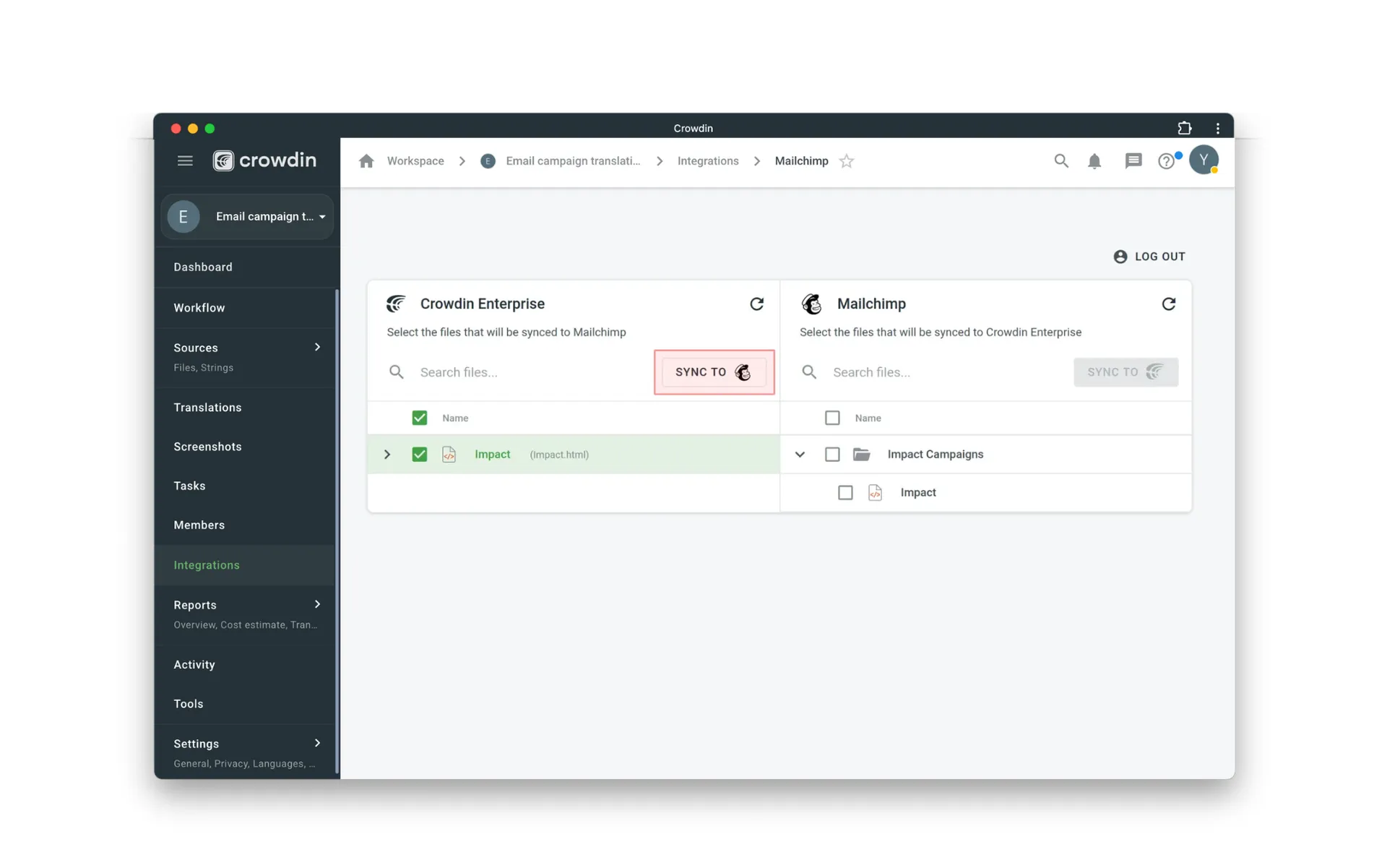 Sync back translated emails from Crowdin to MailChimp