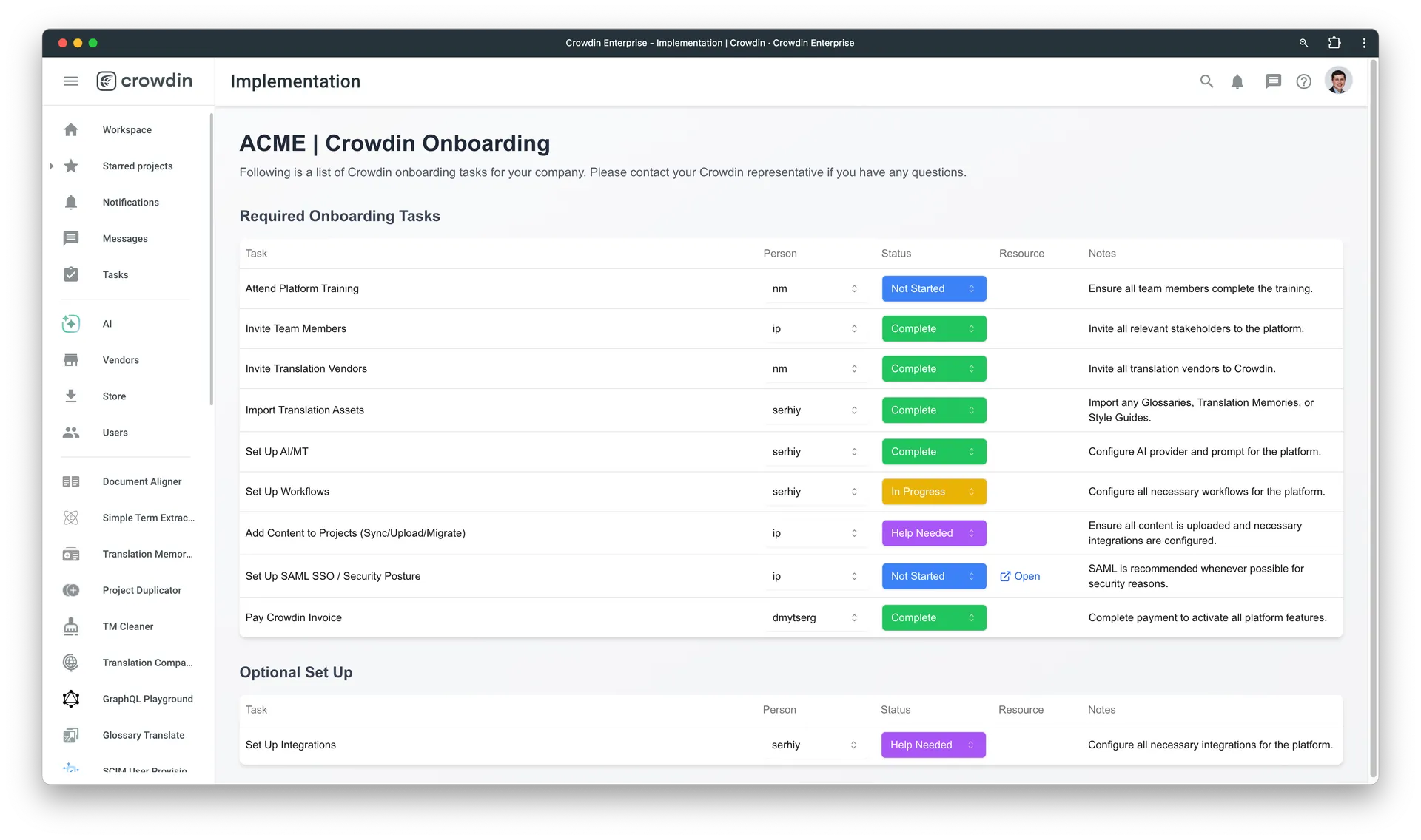 Crowdin Implementation Task Manager App