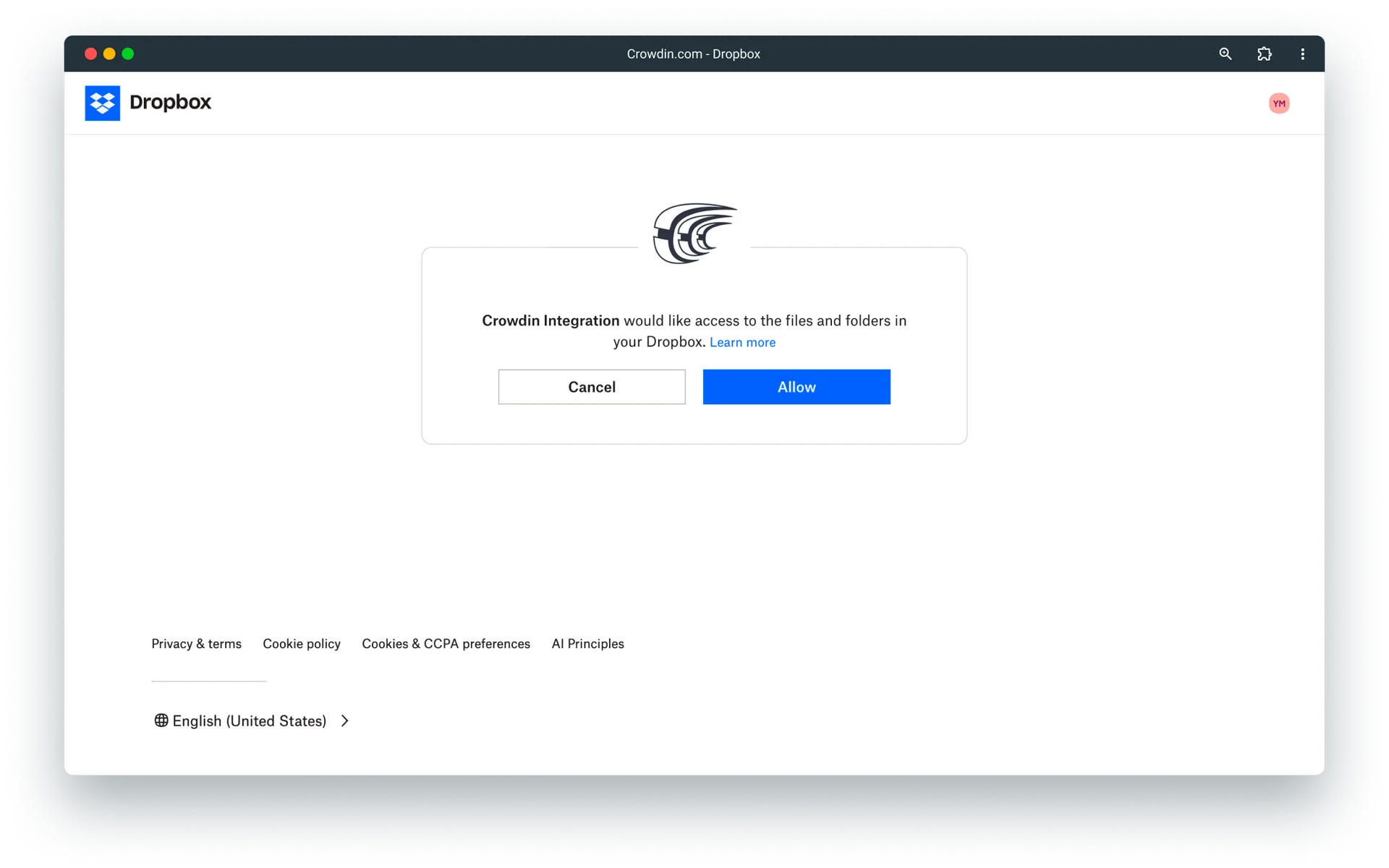 Allow access to your files