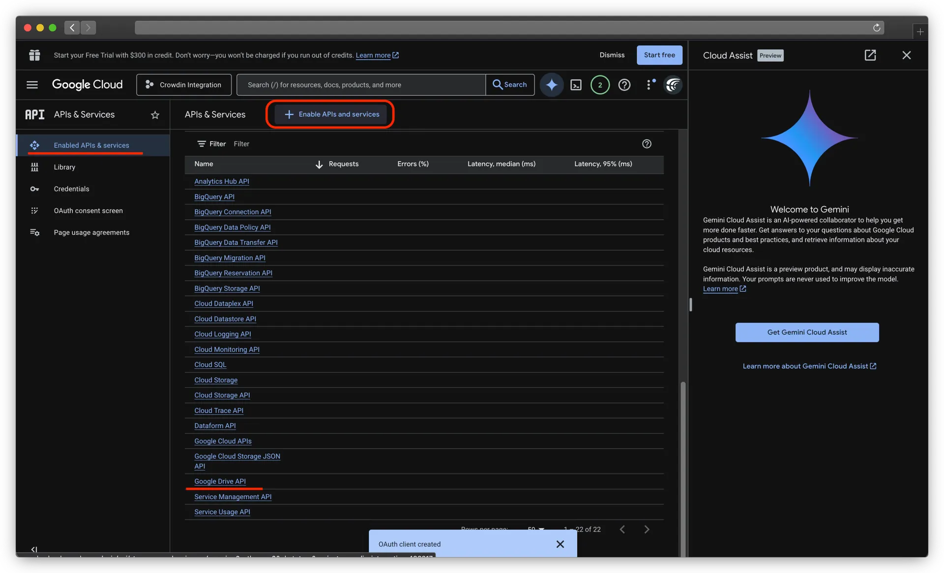 Enable Google Drive API