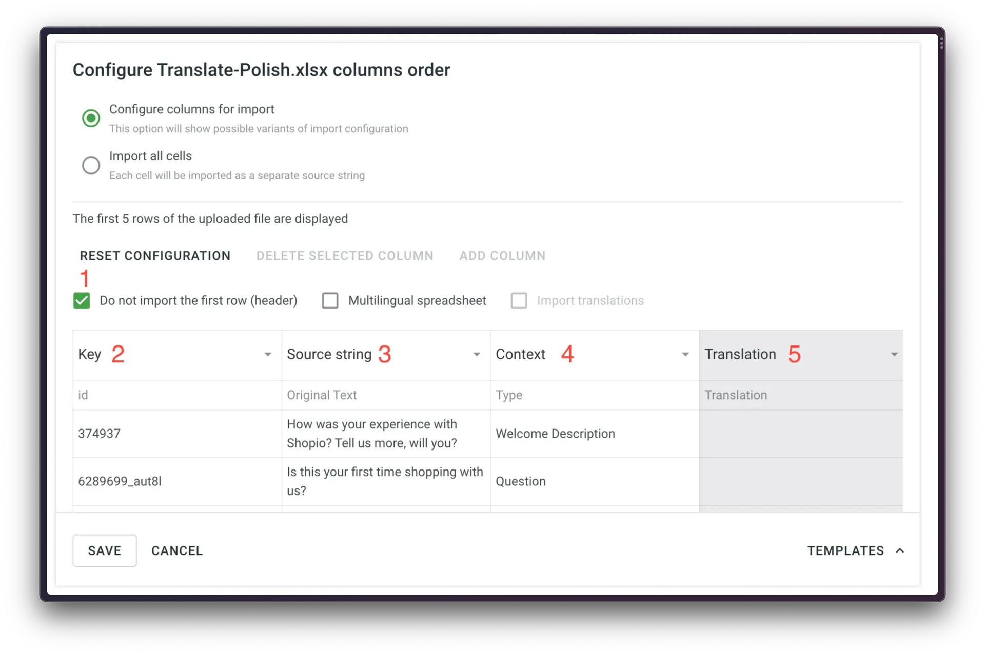 SurveySparrow form configuration in Crowdin