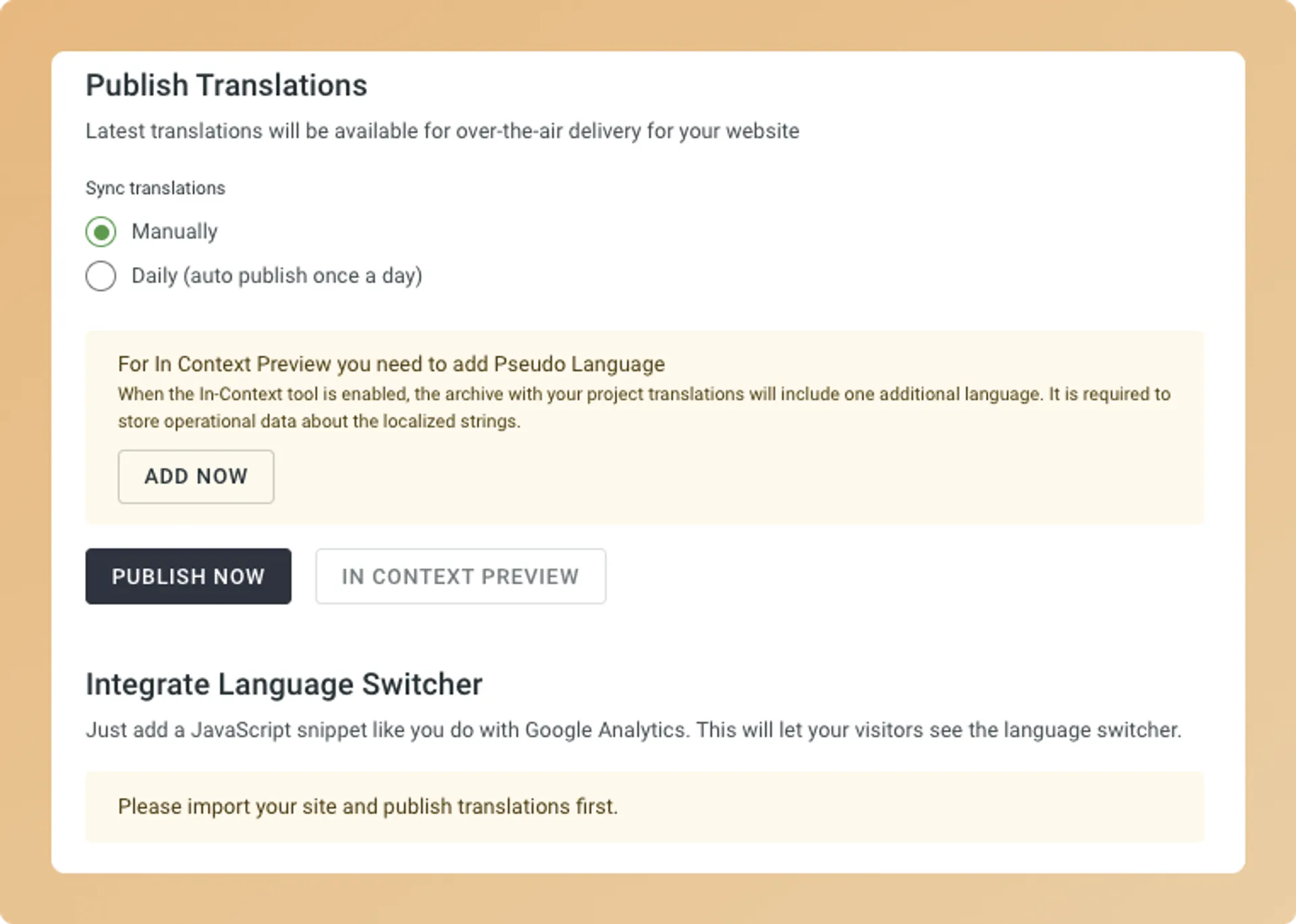 Publishing translations