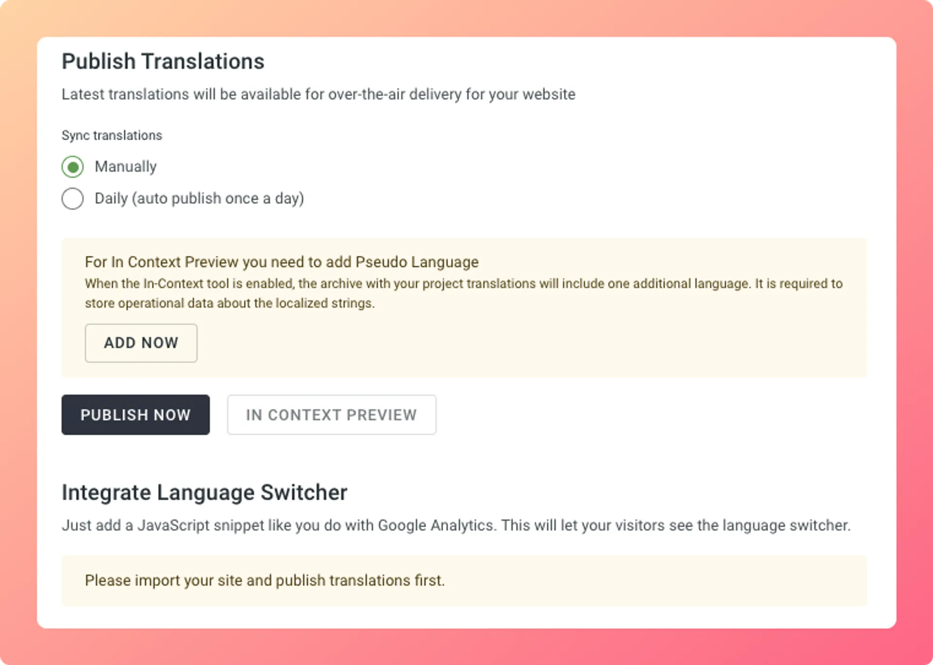 Publishing translations
