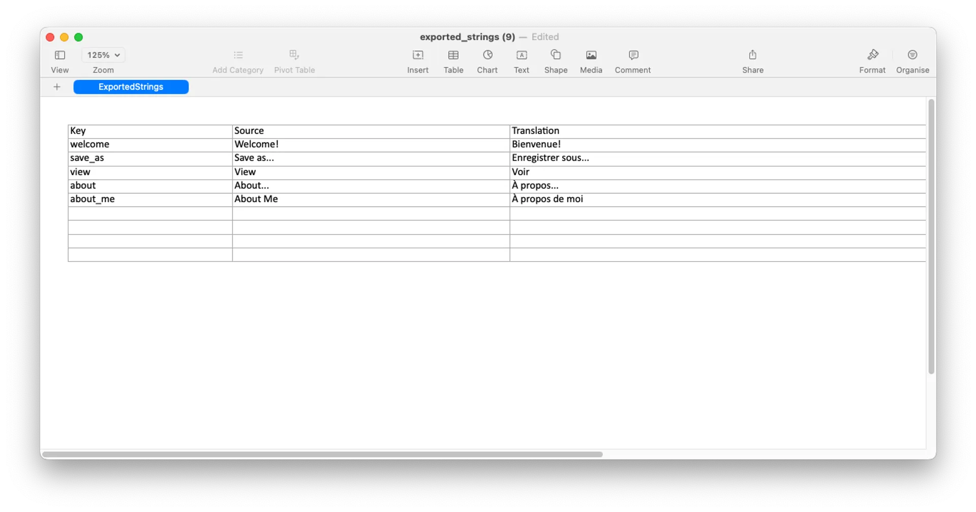 Exported strings in Calc