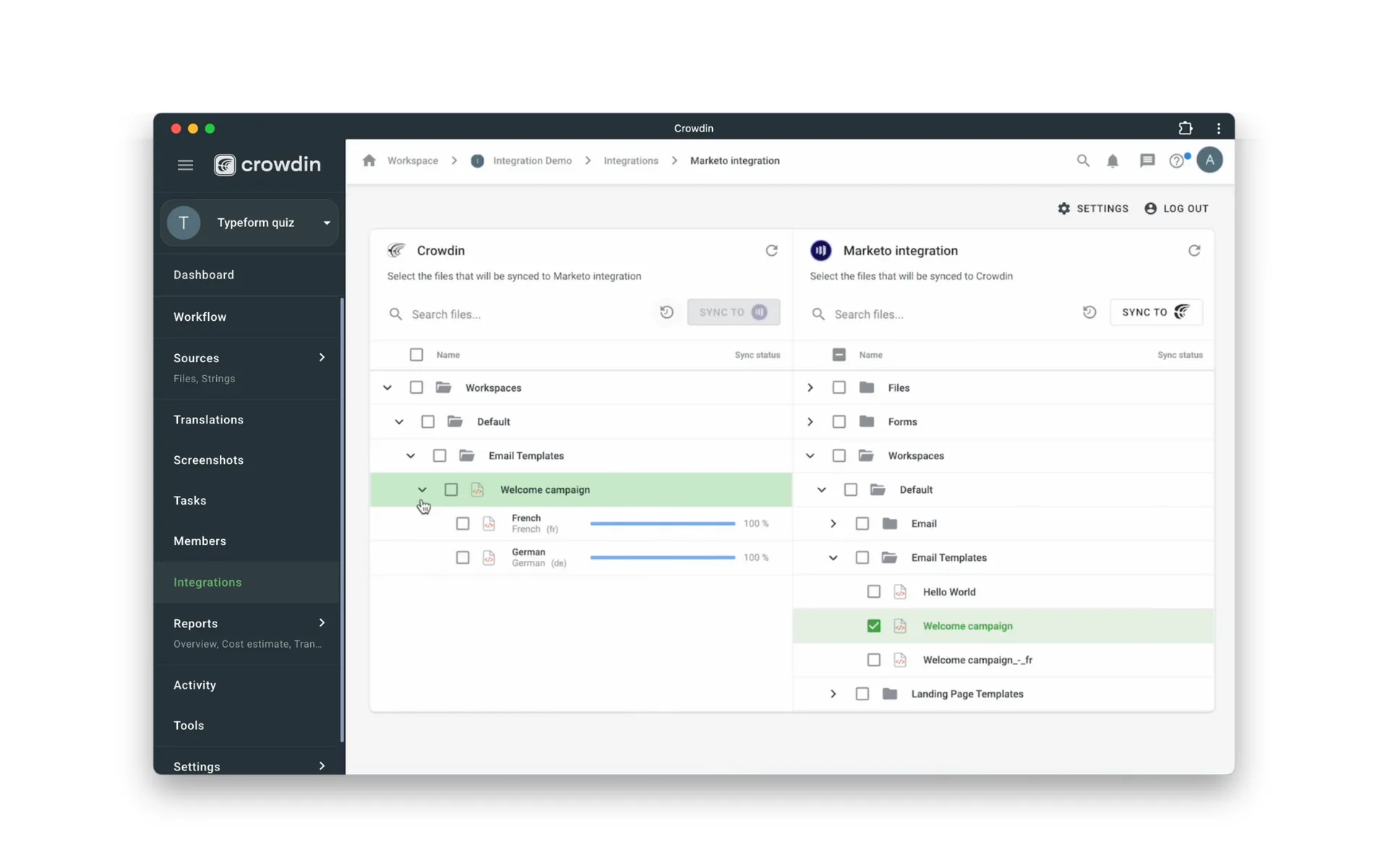 Marketo translation synchronization.