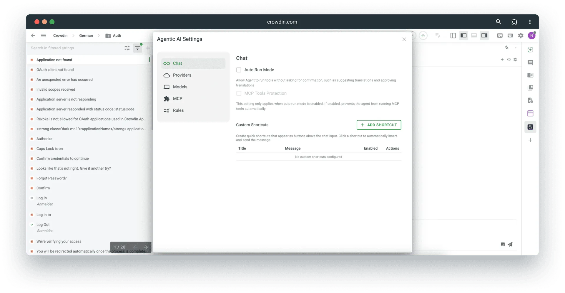 Chat Settings in Agentic AI