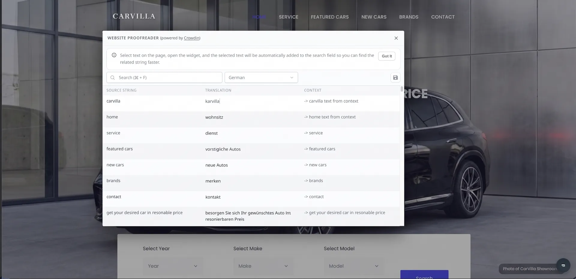Website Proofreader widget by Crowdin