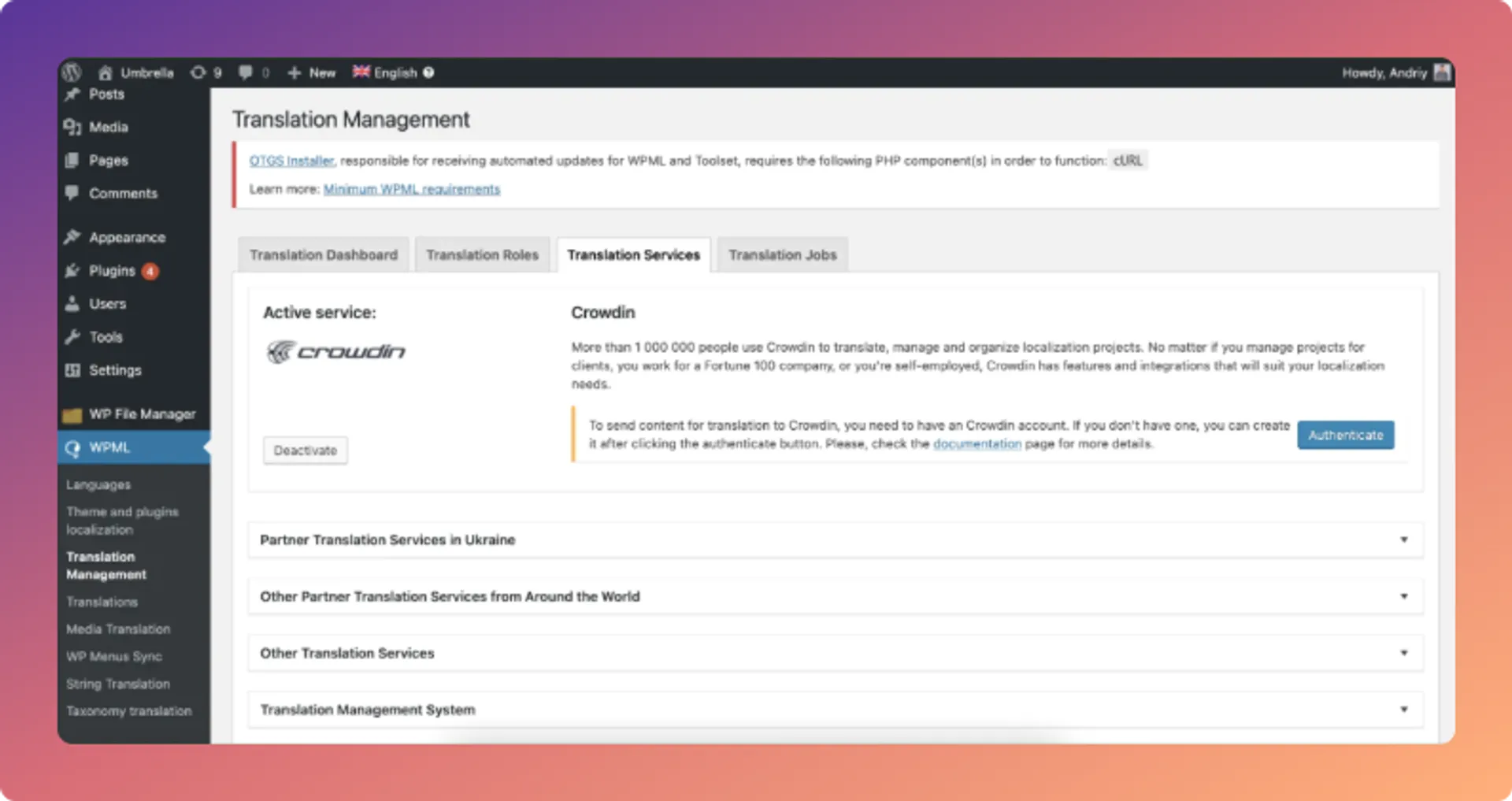 Translate your WordPress website with WPML plugin
