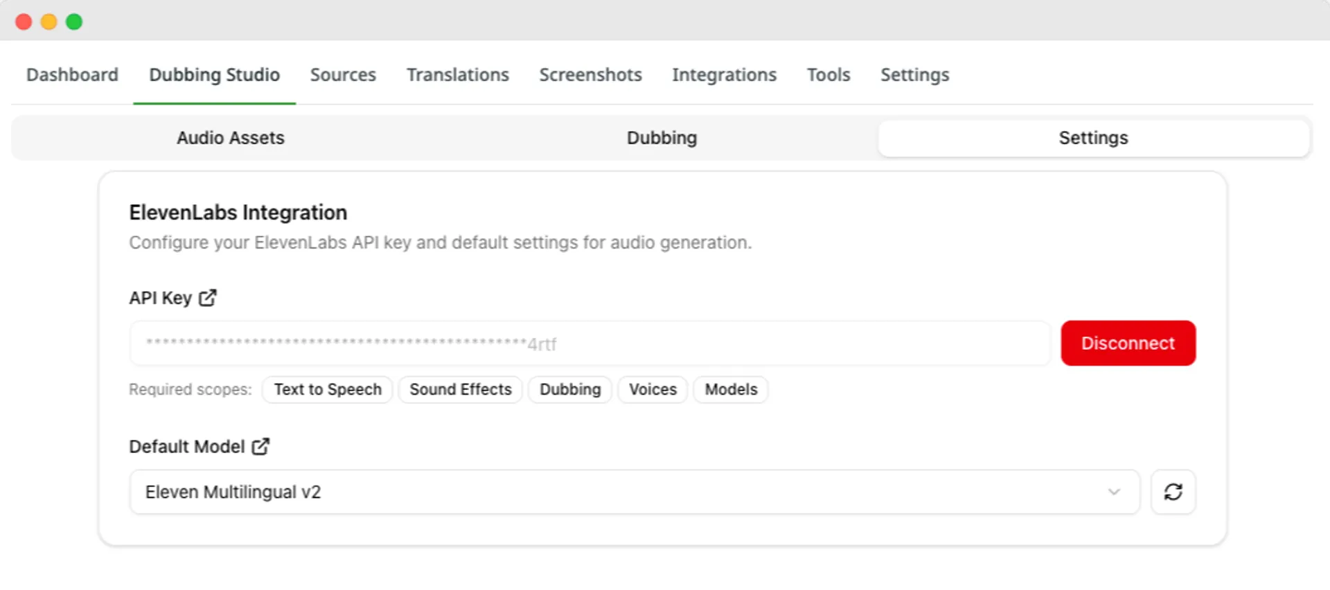 App settings