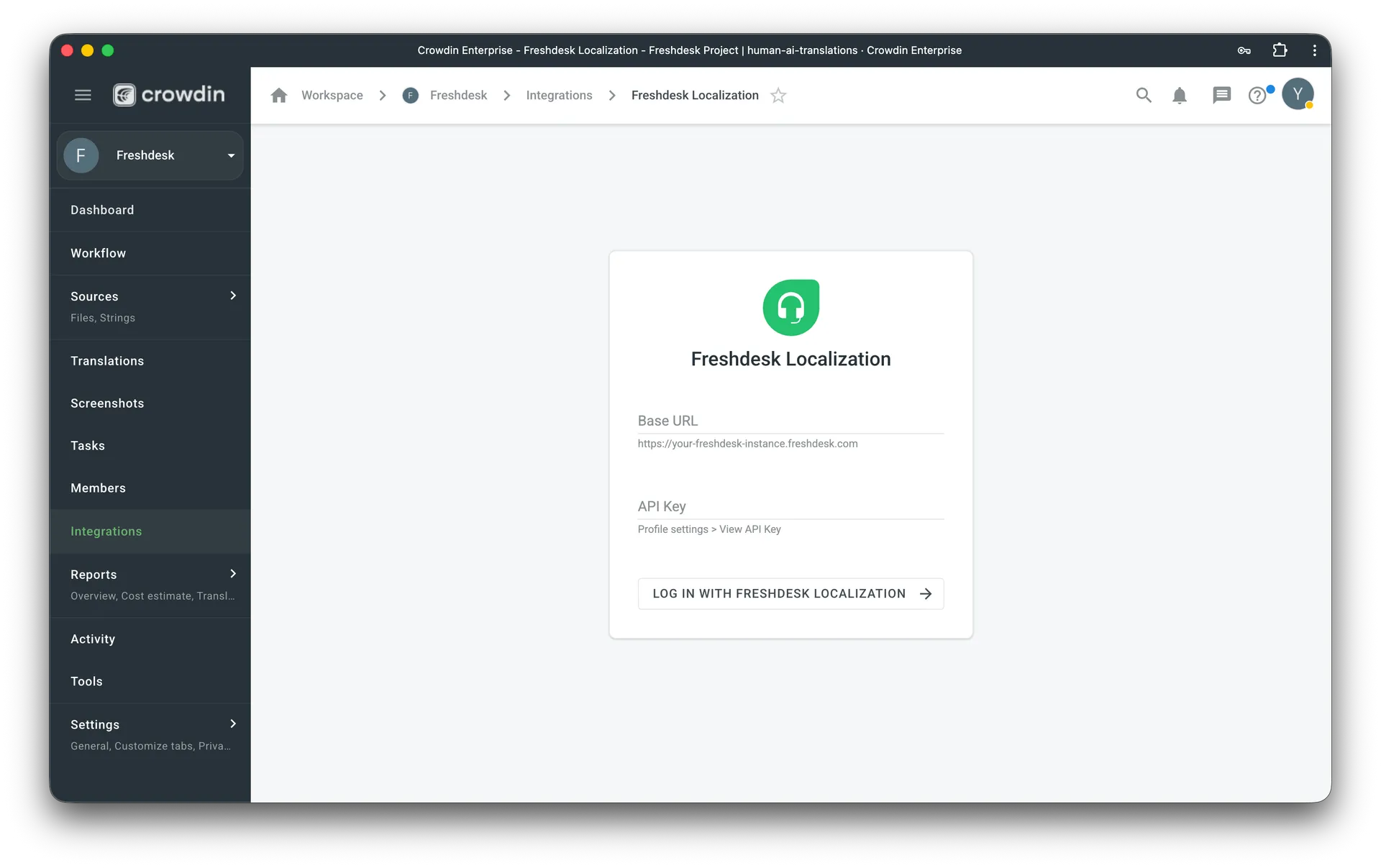 Connecting Freshdesk with Crowdin