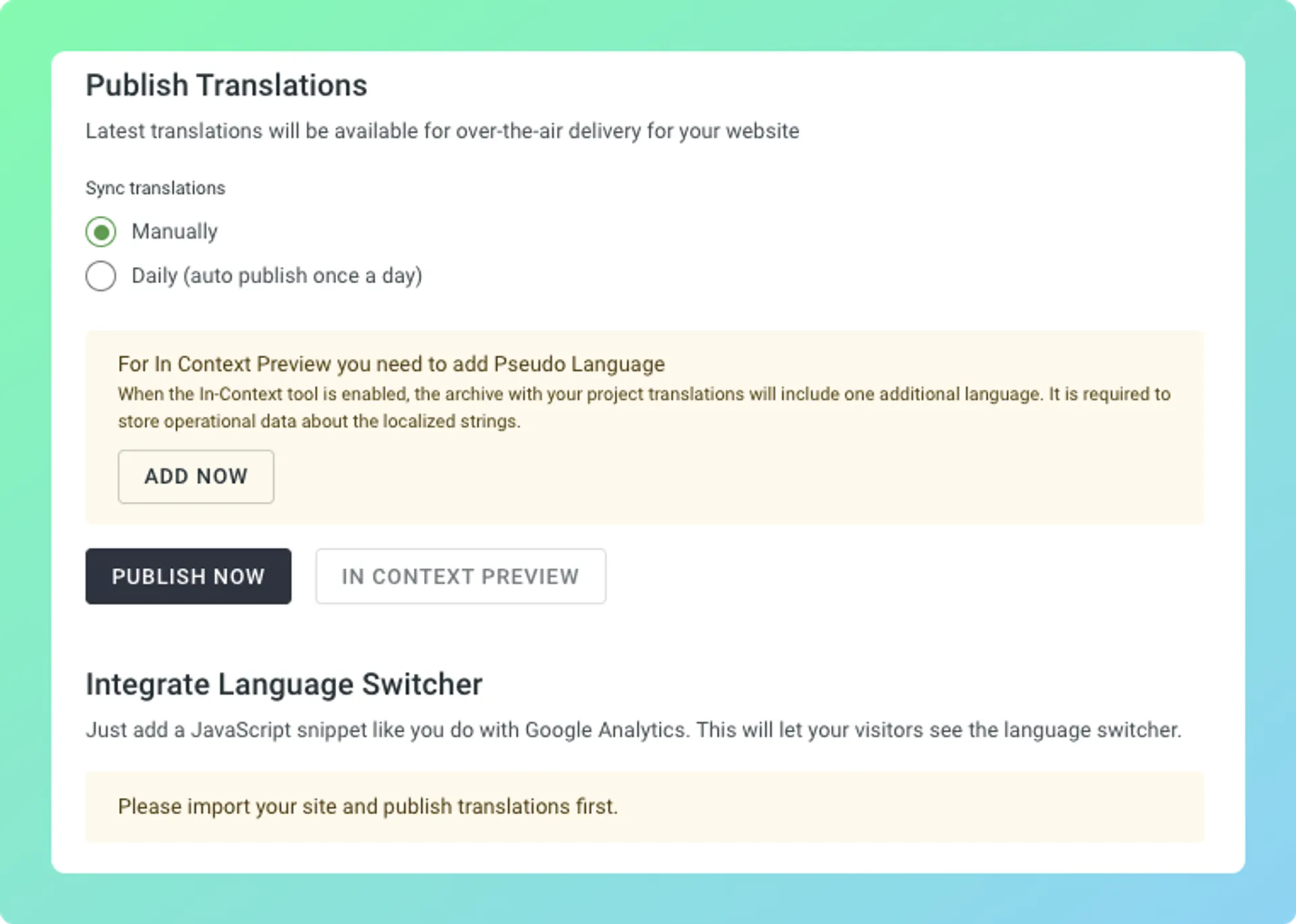 Publishing translations