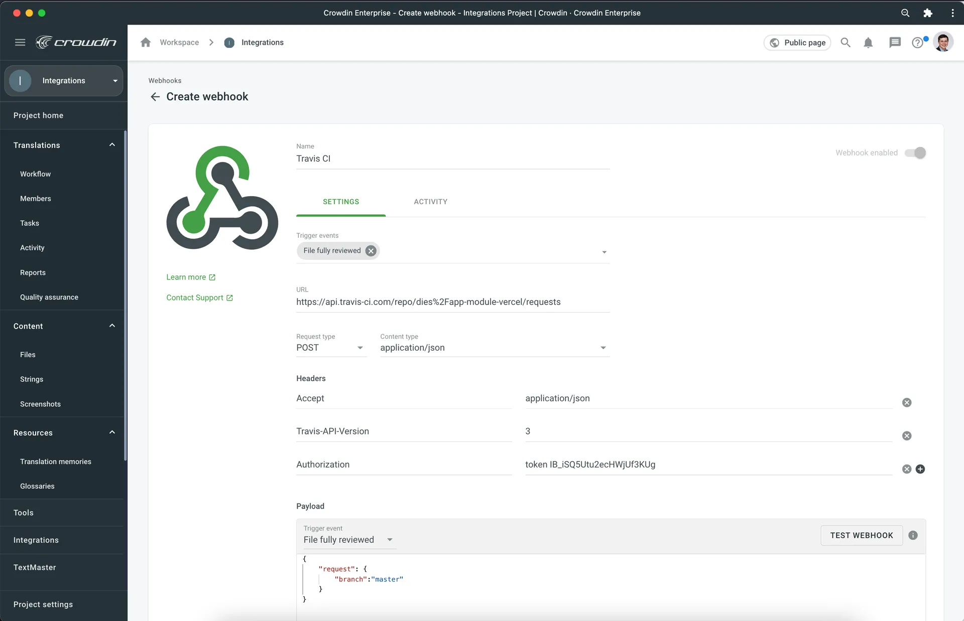 Crowdin Travis CI Integration