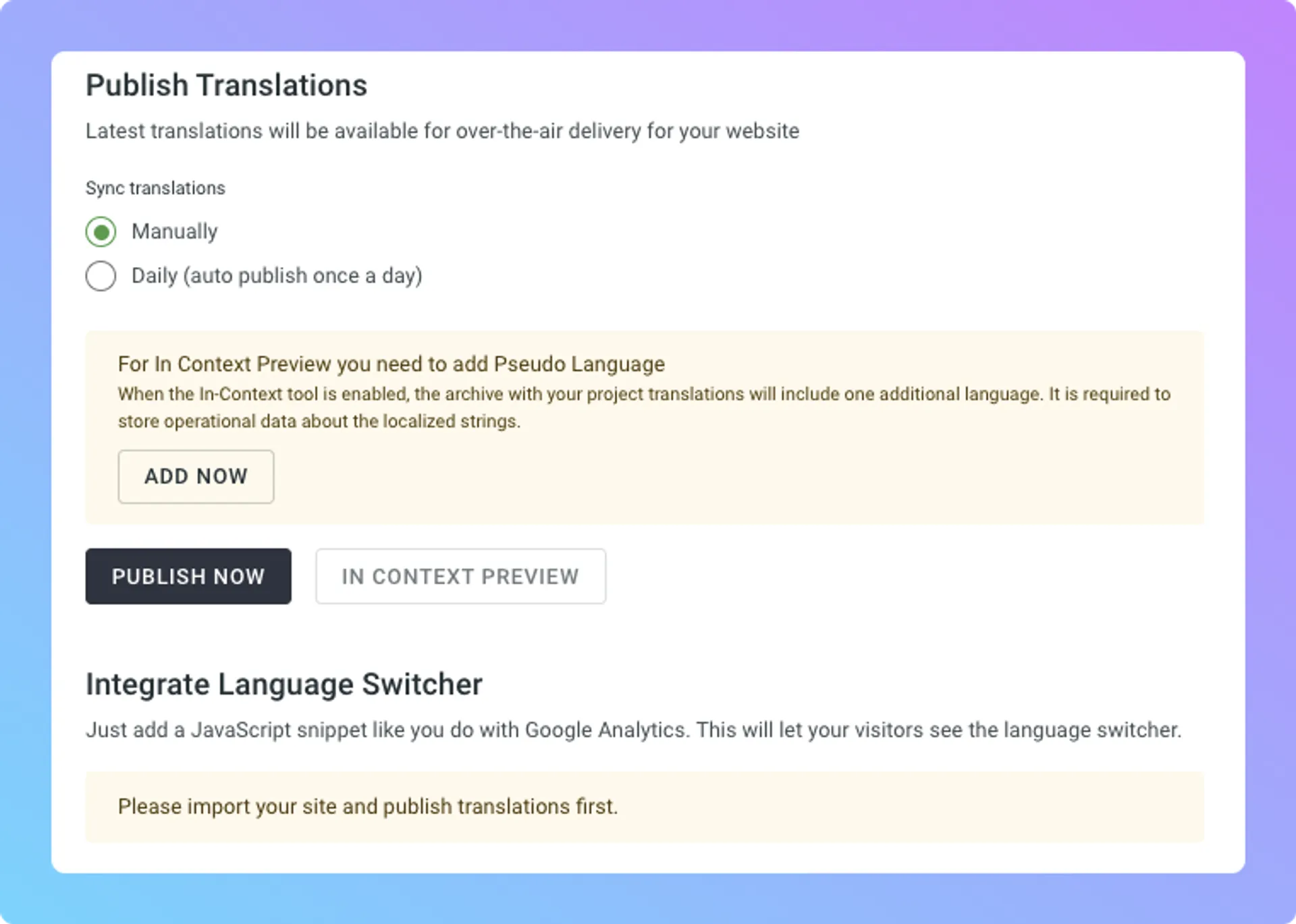 Publishing translations