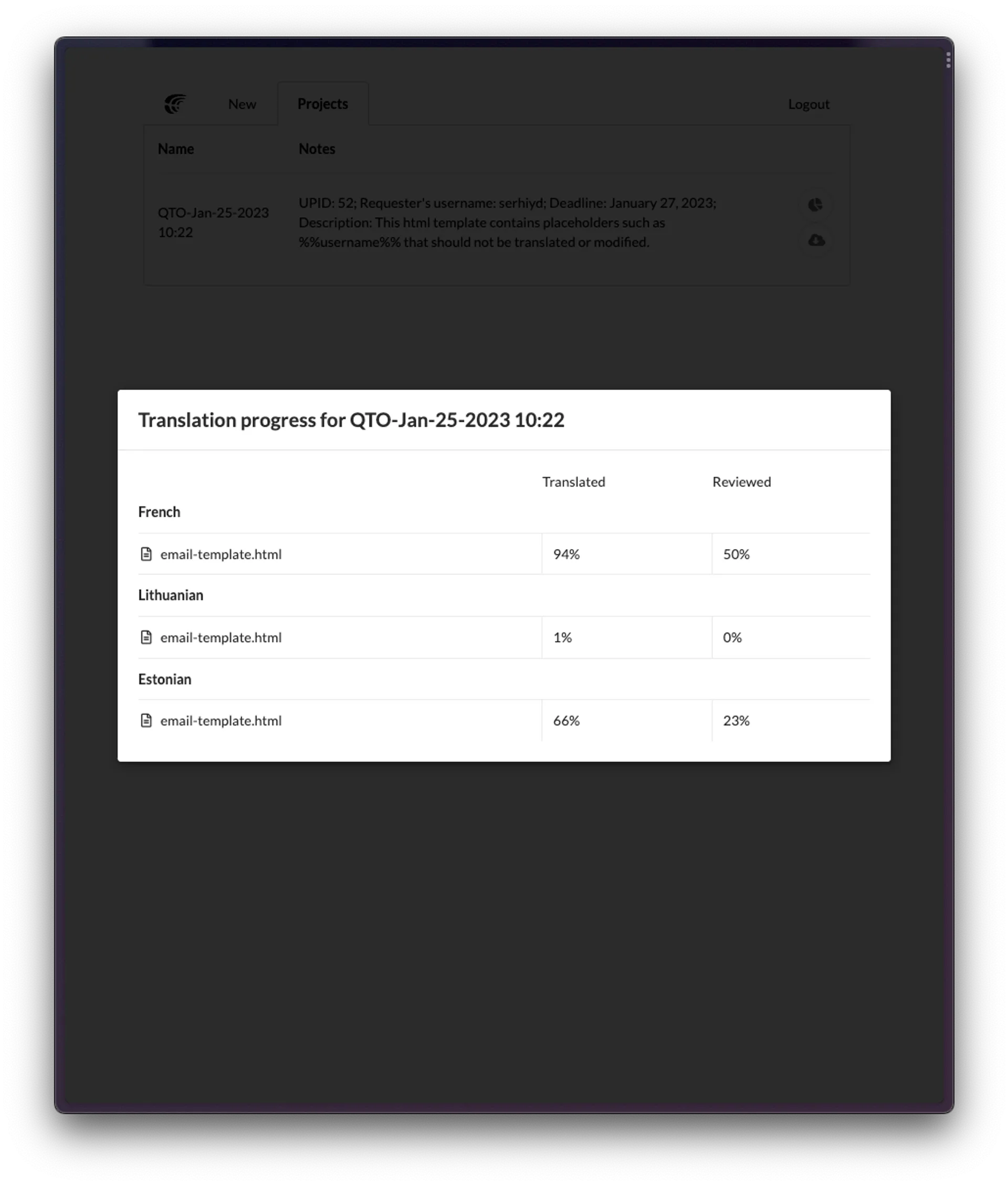 Realtime Translation Progress in Crowdin Client Portal