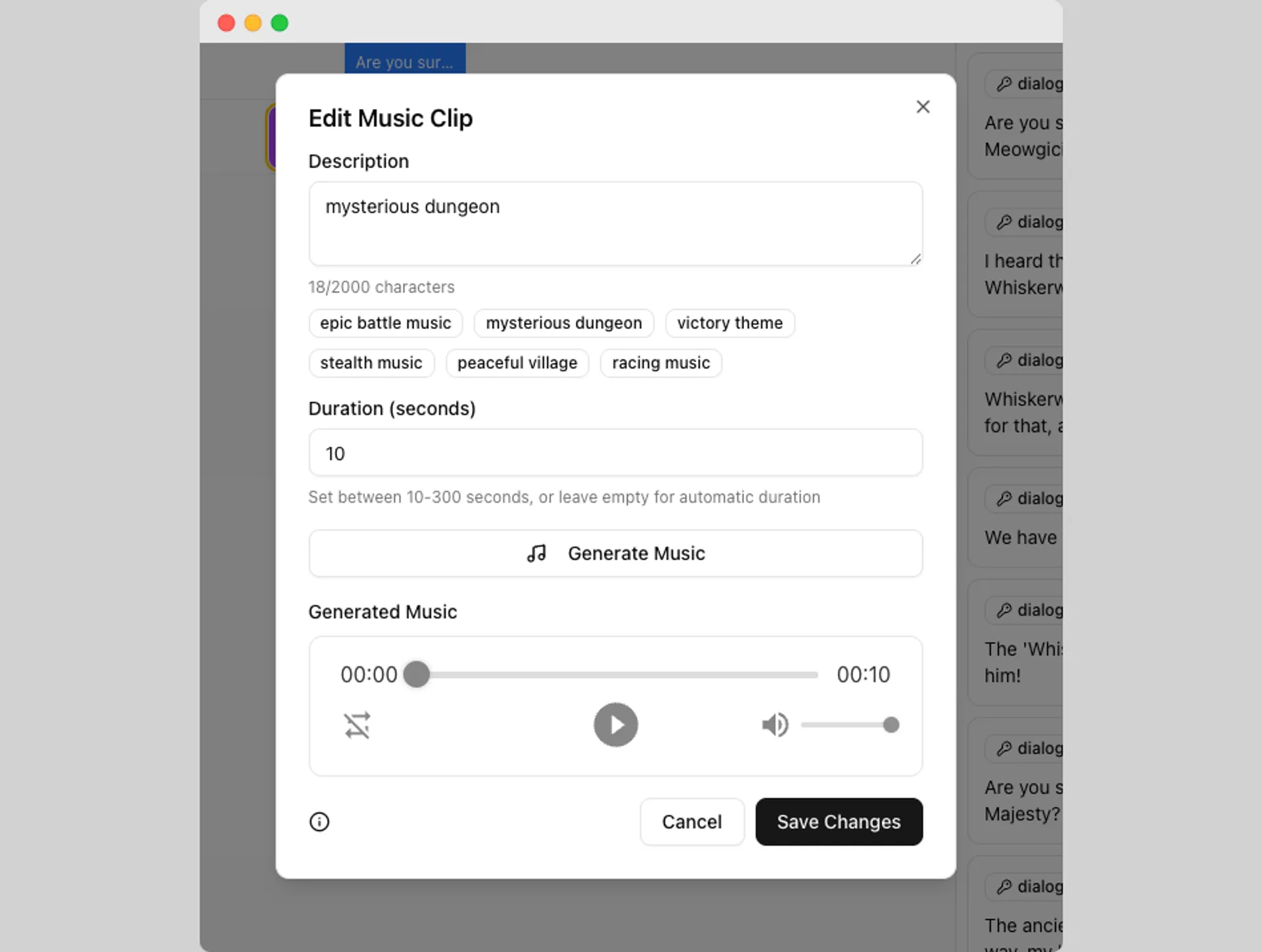 Music clip editing