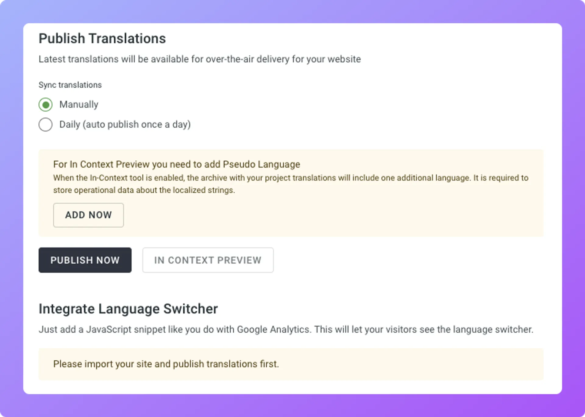 Publishing translations