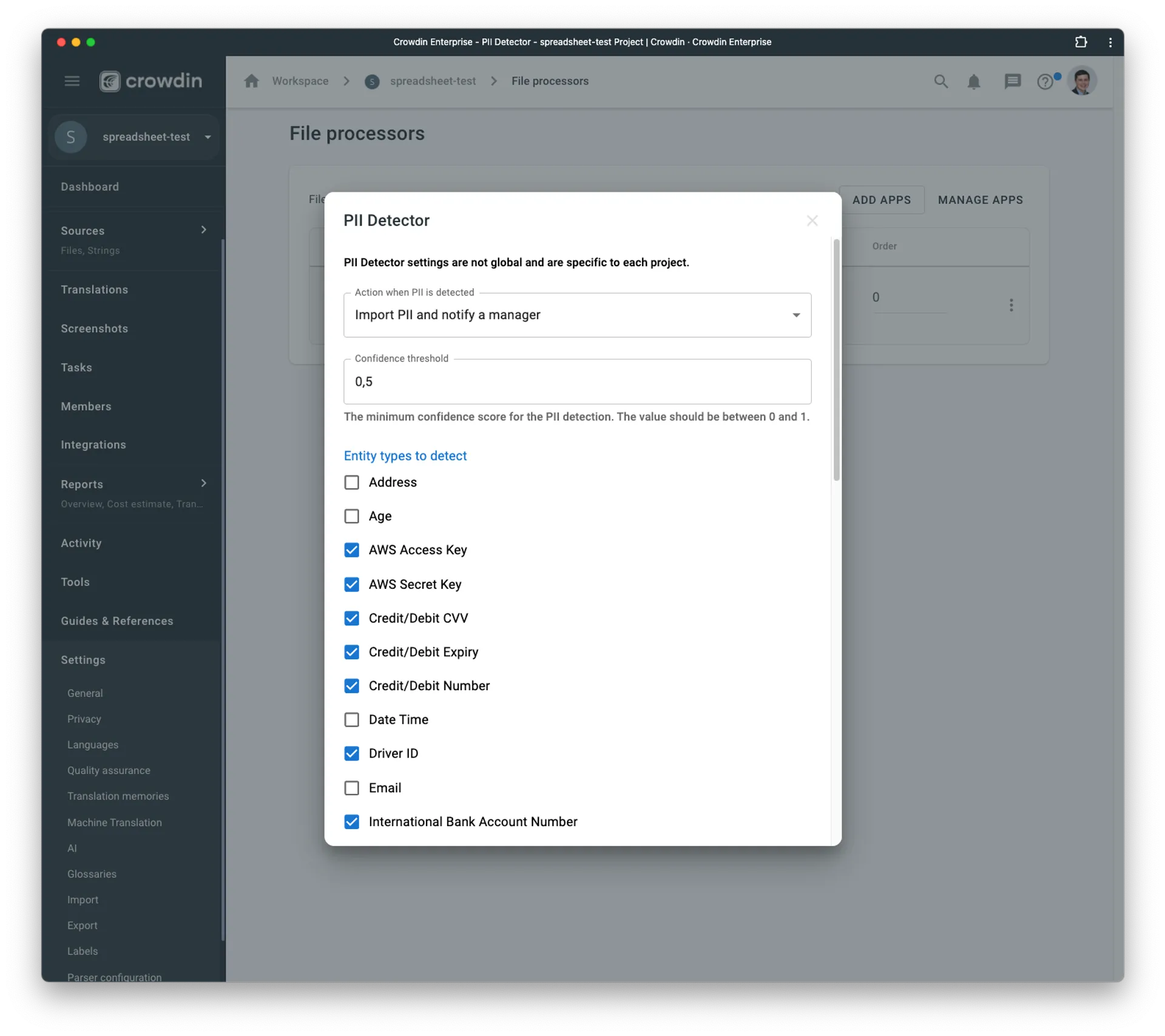 DLP & PII Detection in Crowdin