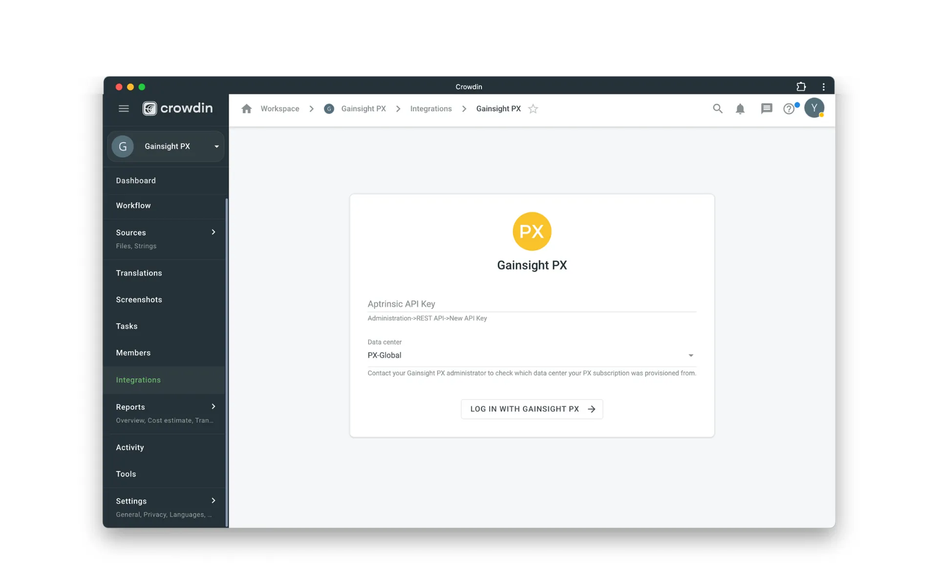 Localize Gainsight PX content with Crowdin