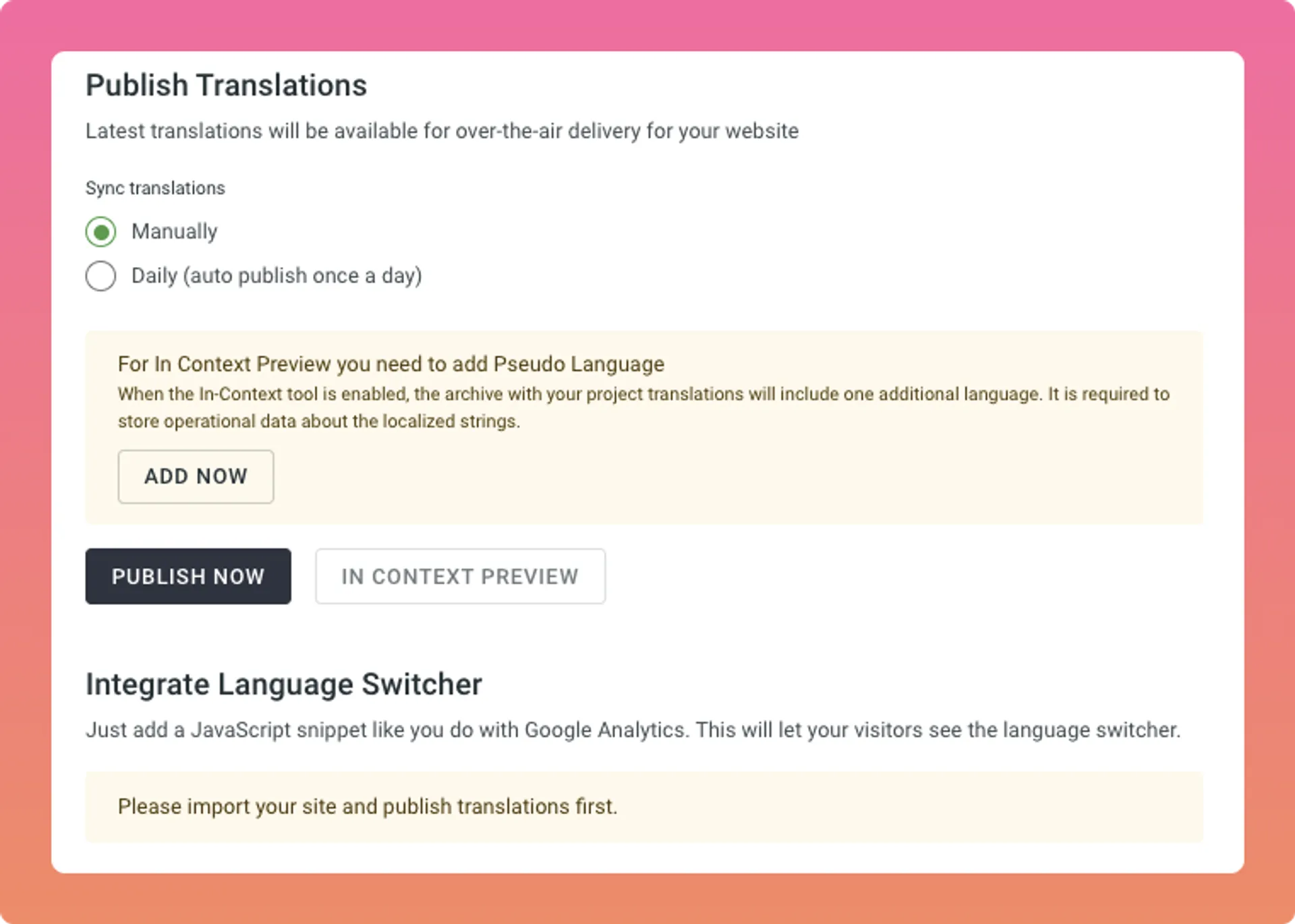 Publishing translations