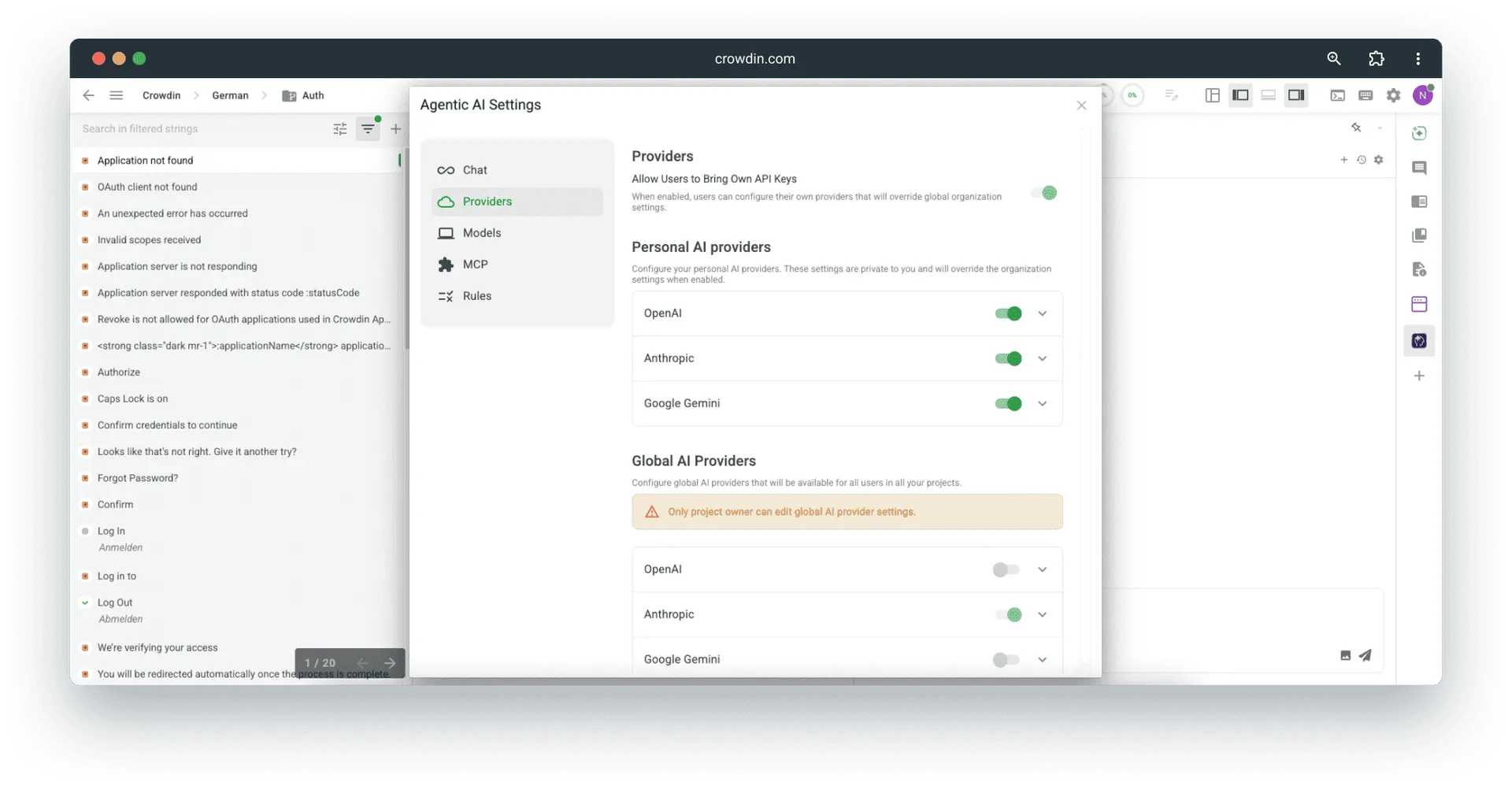 Provider Settings