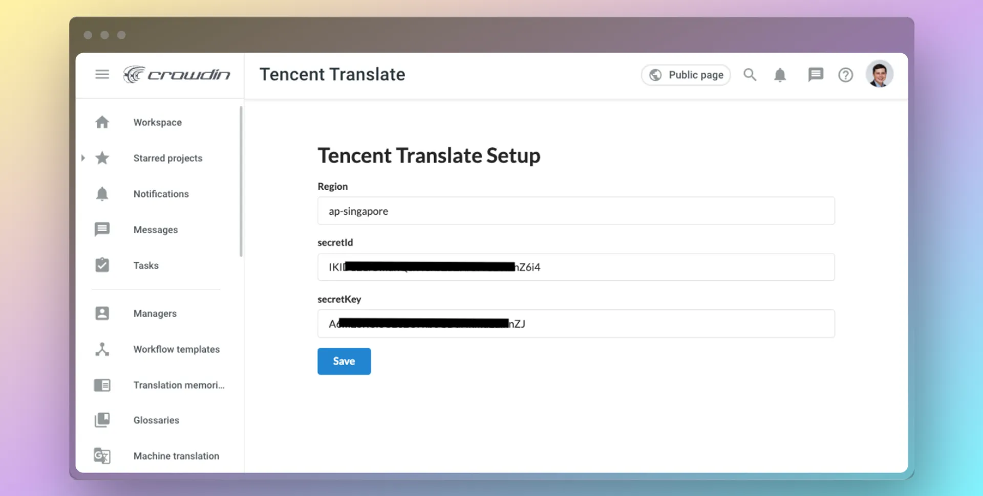 Tencent Translate in Crowdin